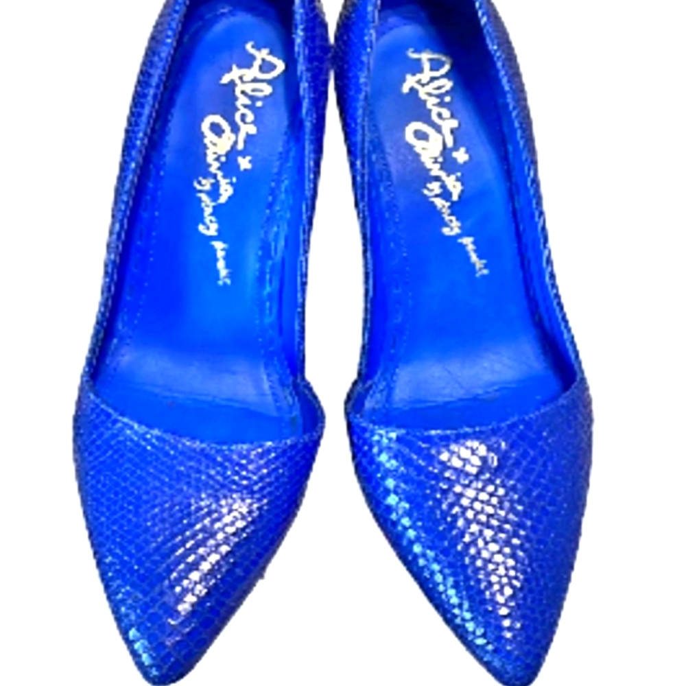 Alice + Olivia BY Stacey Bennet Blue snakeskin leather high heel Stiletto